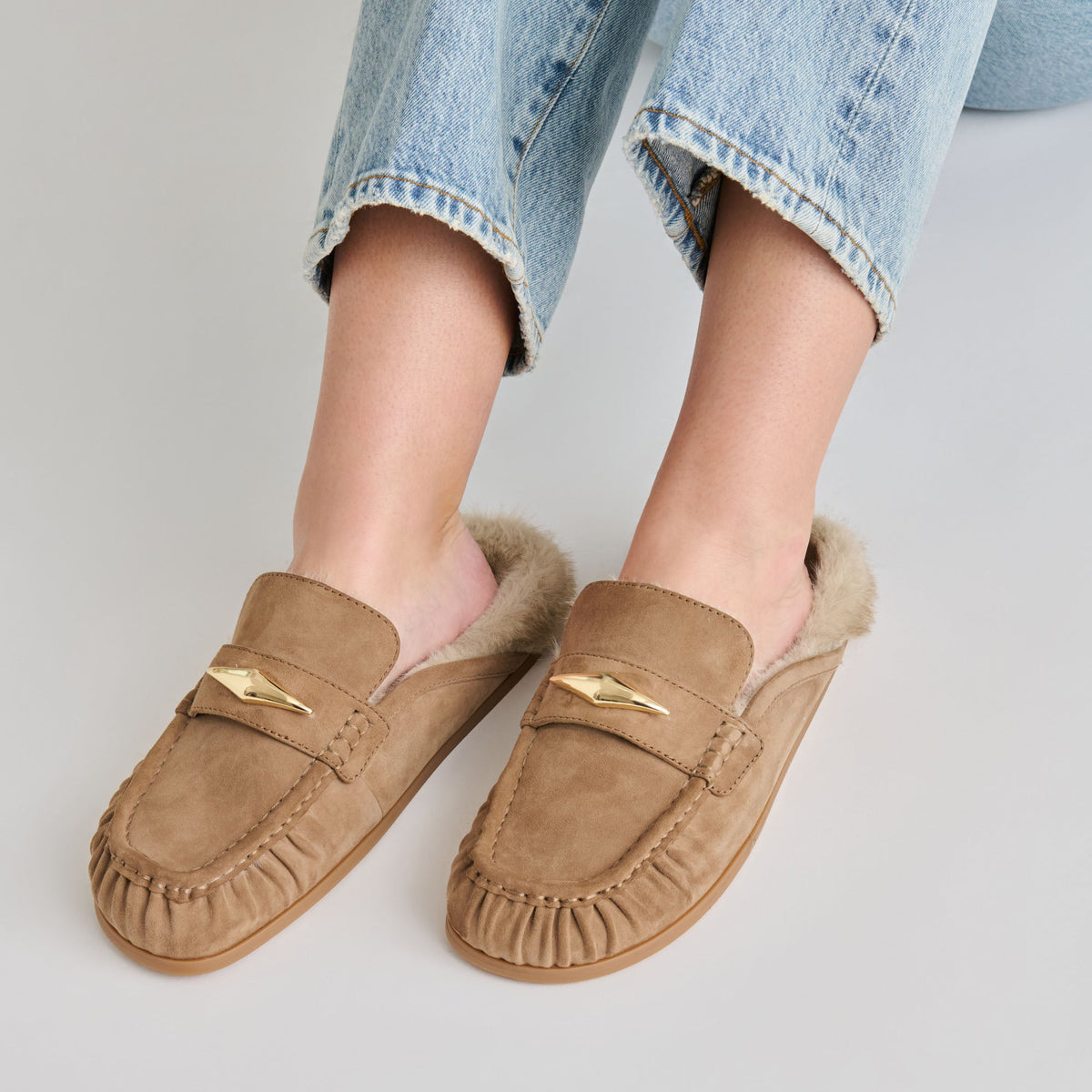 Jodero Plush Mushroom Suede Flats | Dolce Vita
