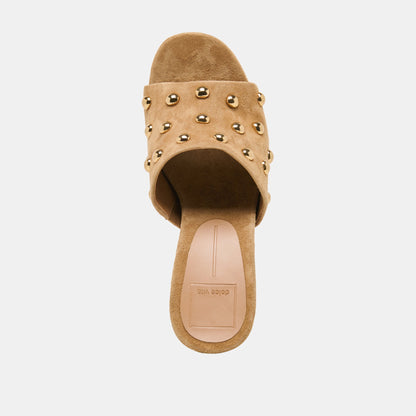 Holta Stud Lt Brown Suede Wedges | Dolce Vita