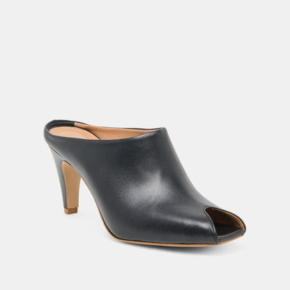 MERY Black Leather Peep-Toe Heels | Dolce Vita