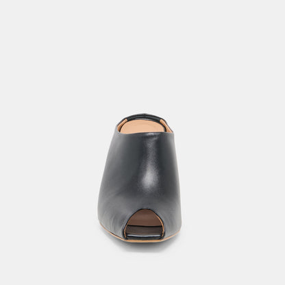 MERY Black Leather Peep-Toe Heels | Dolce Vita