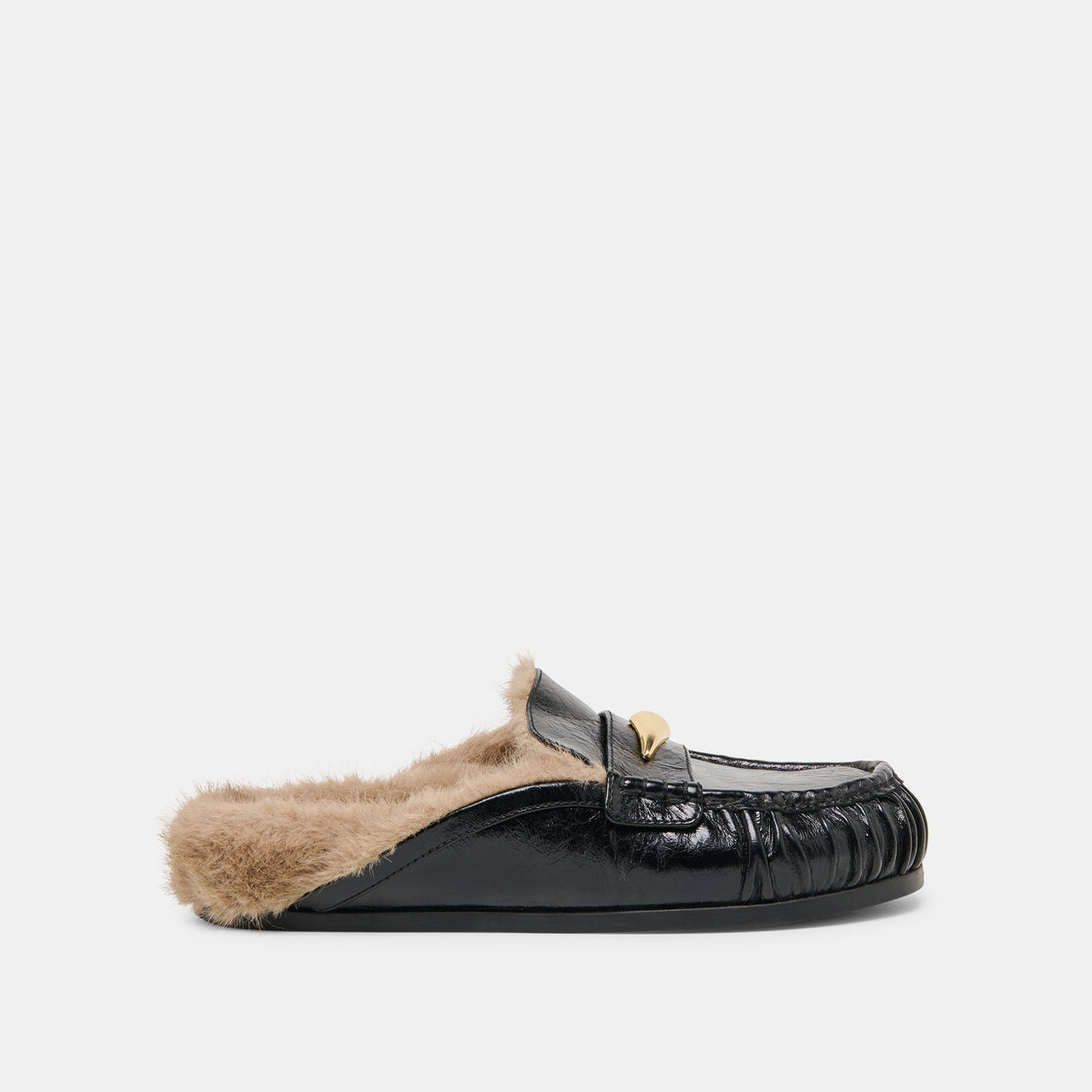 Jodero Plush Black Leather Flats | Dolce Vita