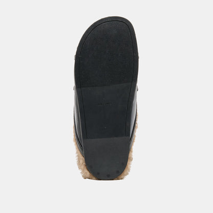 Jodero Plush Black Leather Flats | Dolce Vita