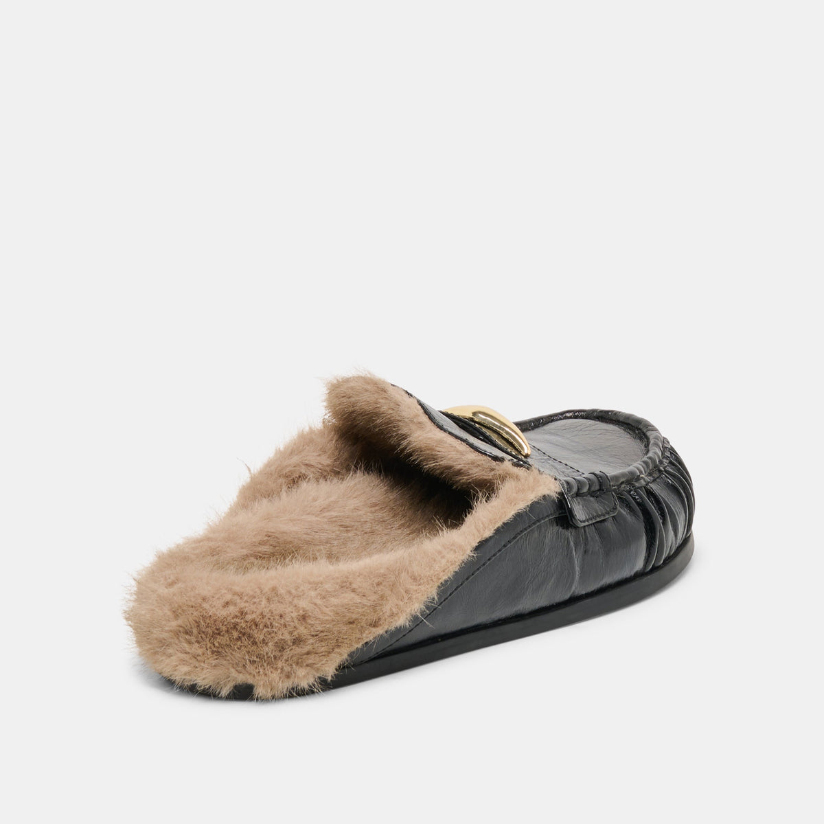 Jodero Plush Black Leather Flats | Dolce Vita