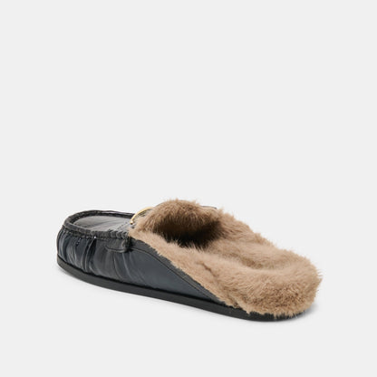 Jodero Plush Black Leather Flats | Dolce Vita