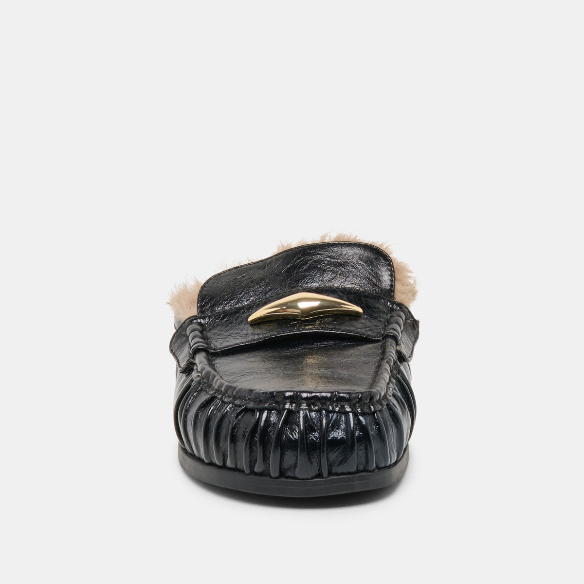 Jodero Plush Black Leather Flats | Dolce Vita