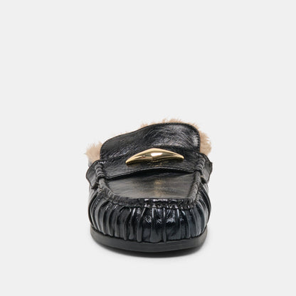 Jodero Plush Black Leather Flats | Dolce Vita