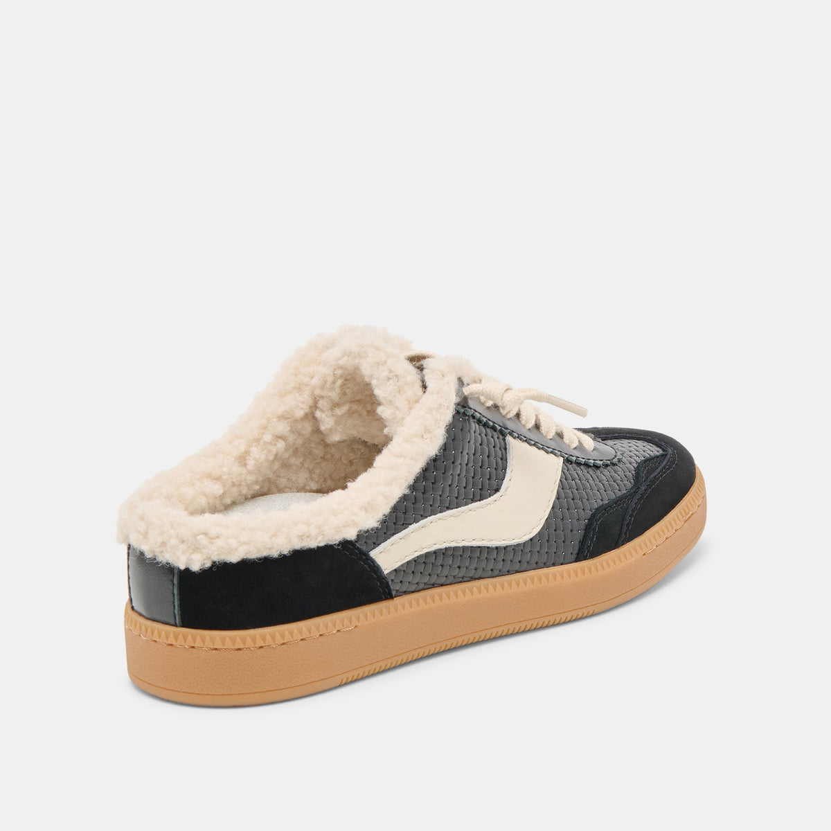 Notice Slide Plush Black Woven Leather Sneakers | Dolce Vita