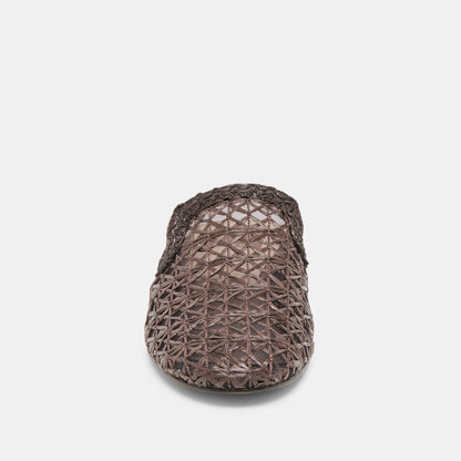 Kirt Chocolate Cross Hatch Raffia Flats | Dolce Vita