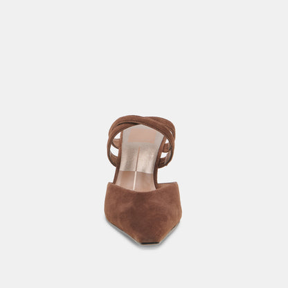 Linore Dk Brown Suede Heels | Dolce Vita