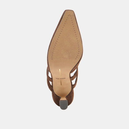 Linore Dk Brown Suede Heels | Dolce Vita