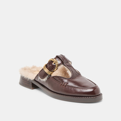 Harlah Plush Chocolate Leather Flats | Dolce Vita