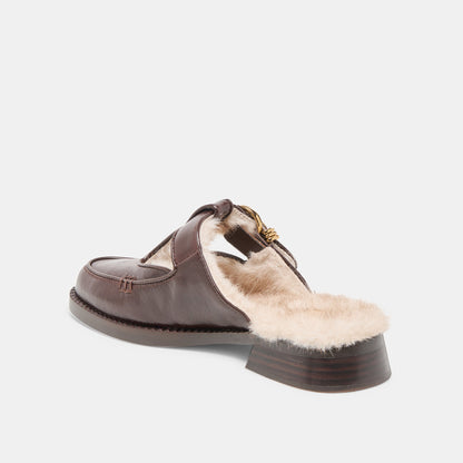 Harlah Plush Chocolate Leather Flats | Dolce Vita