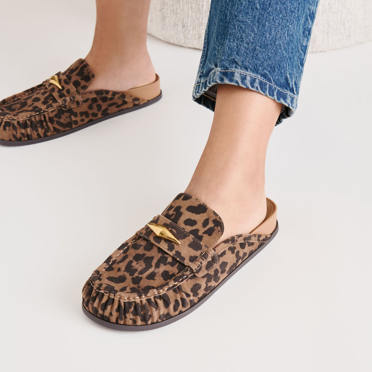 Jodero Brown Leopard Printed Suede Flats | Dolce Vita