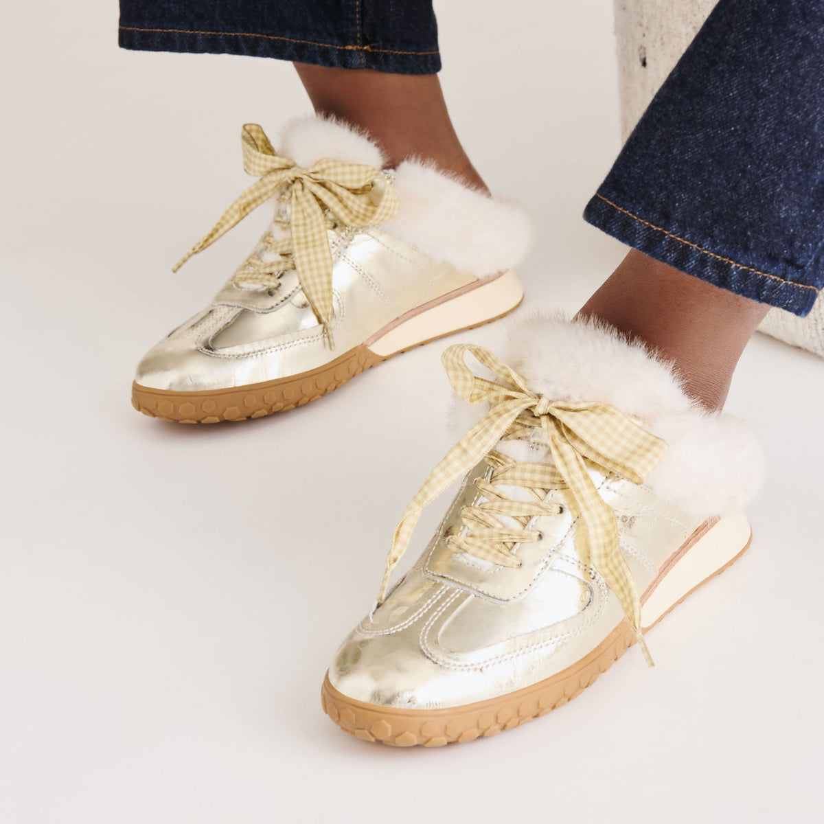 Izzey Plush Platinum Leather Sneakers | Dolce Vita