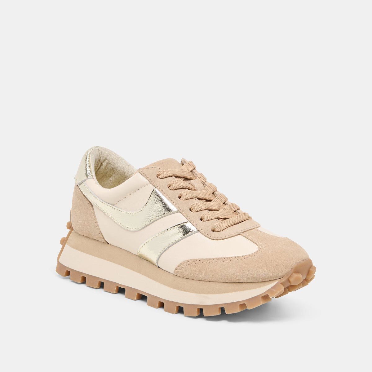 TRESA White Gold Suede Platform Sneakers | Dolce Vita