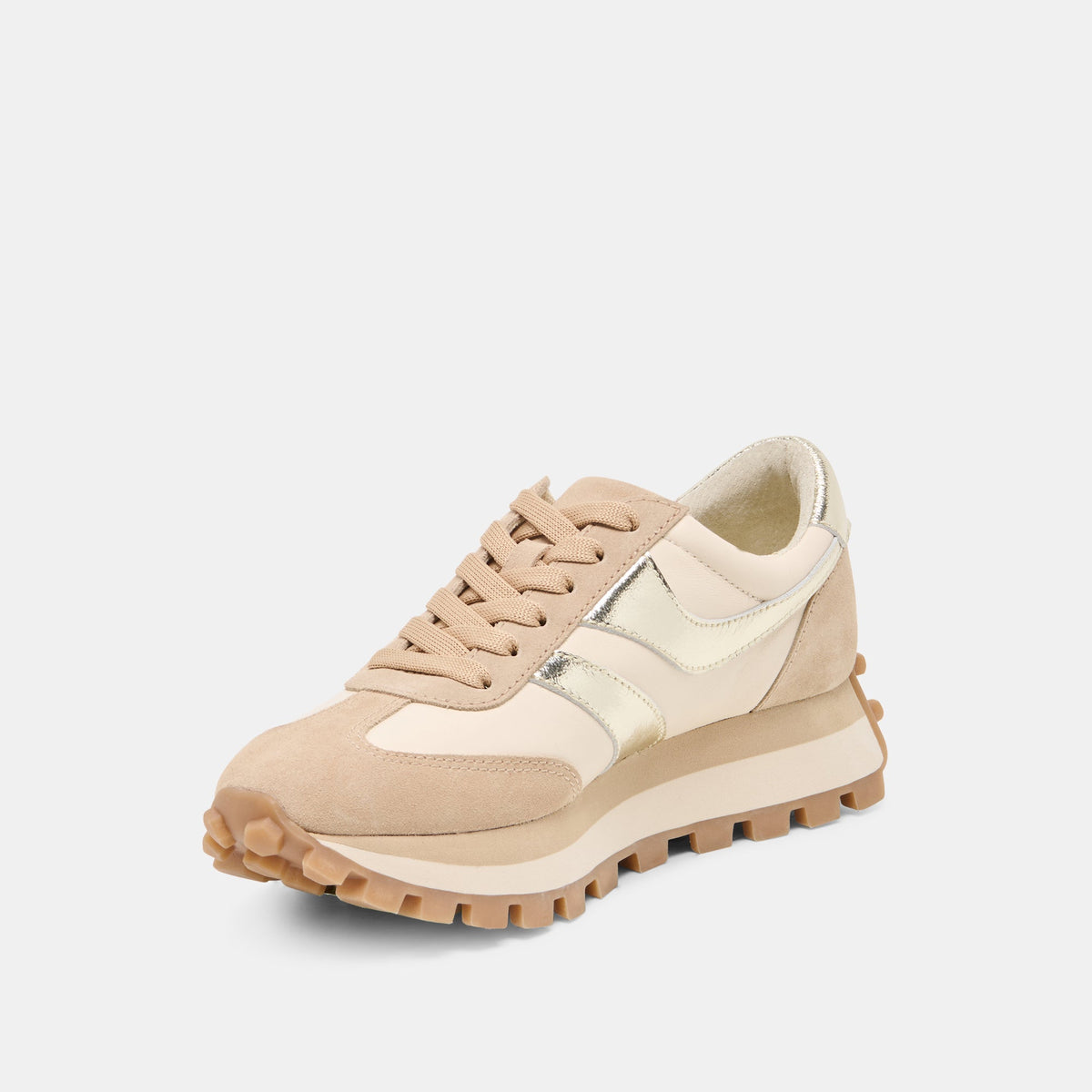 TRESA White Gold Suede Platform Sneakers | Dolce Vita