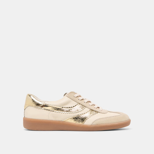 Merit White Gold Leather Sneakers | Dolce Vita