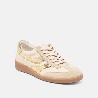 Merit White Gold Leather Sneakers | Dolce Vita