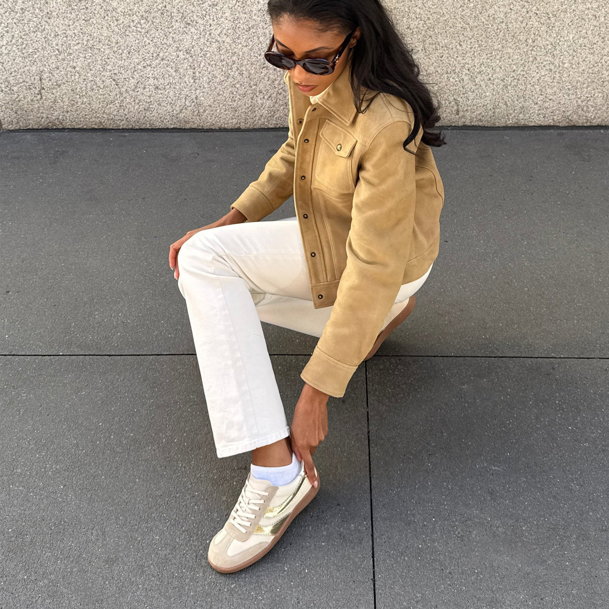 Merit White Gold Leather Sneakers | Dolce Vita