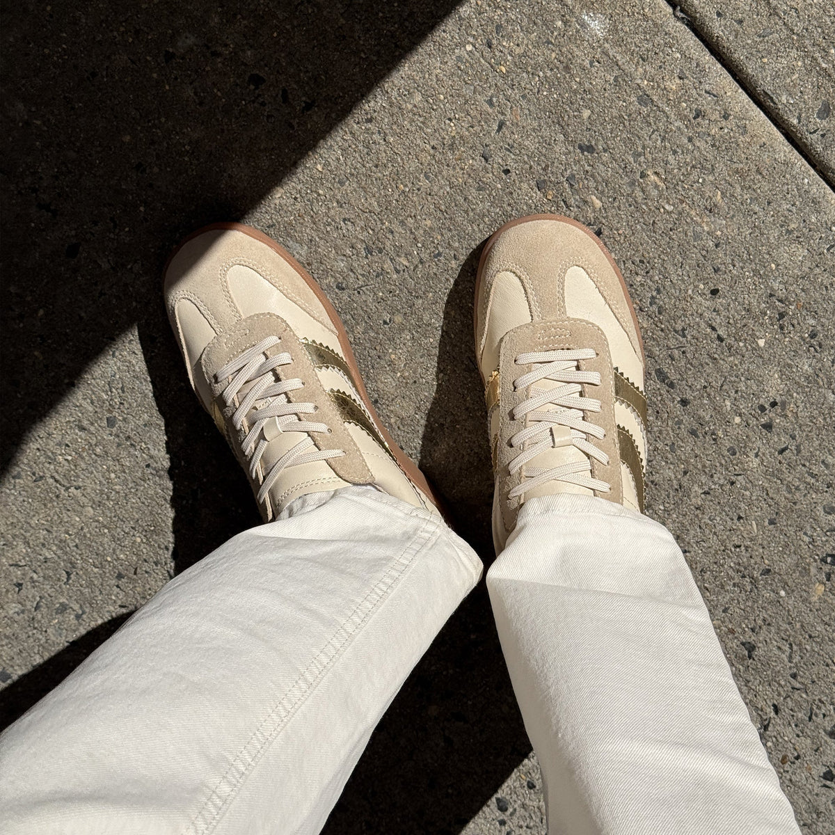 Merit White Gold Leather Sneakers | Dolce Vita