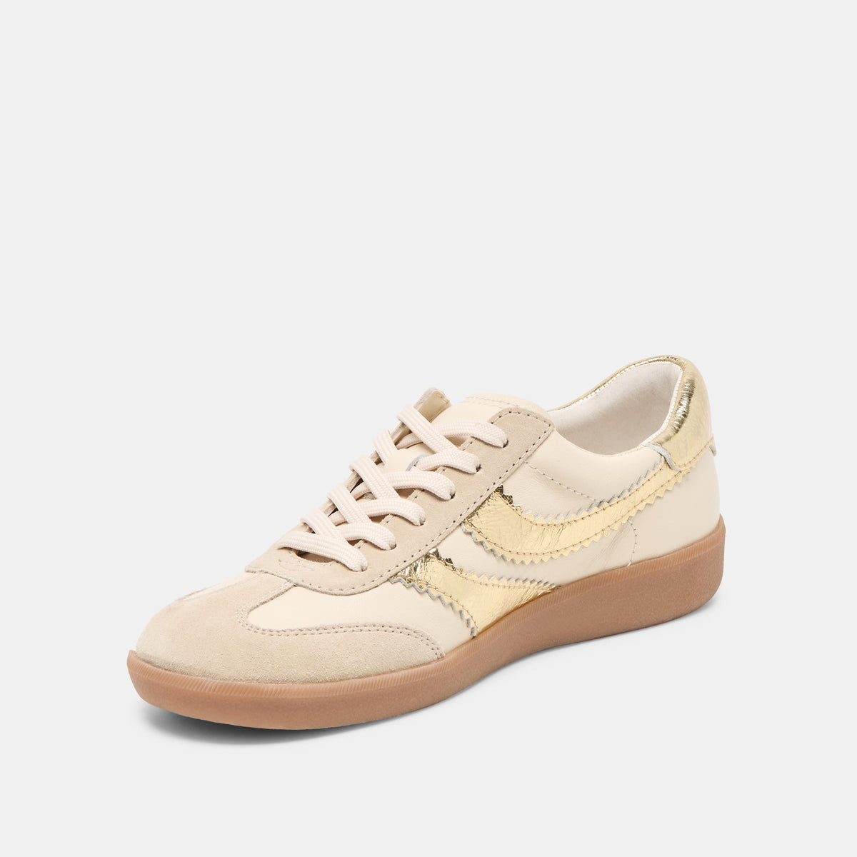 Merit White Gold Leather Sneakers | Dolce Vita