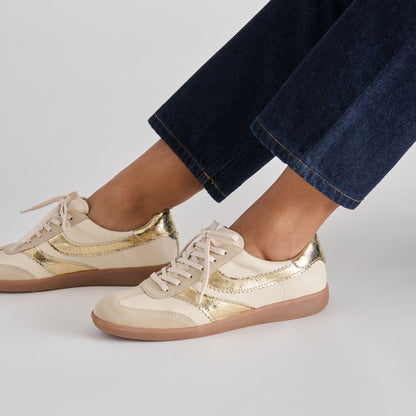 Merit White Gold Leather Sneakers | Dolce Vita