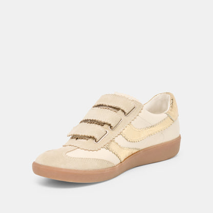 Merit Velcro White Gold Leather Sneakers | Dolce Vita