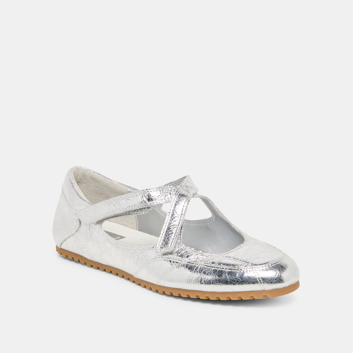YONO Silver Distressed Leather Ballet Sneaker Flats | Dolce Vita