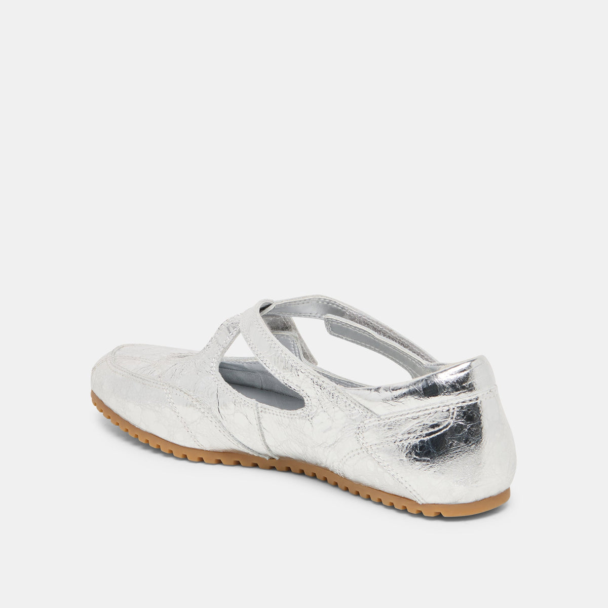 YONO Silver Distressed Leather Ballet Sneaker Flats | Dolce Vita