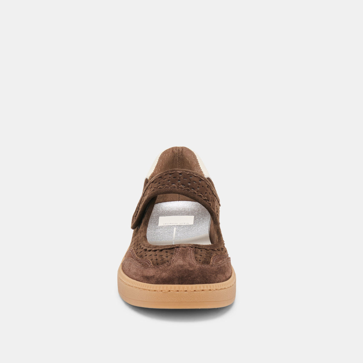 NANET Dk Brown Perforated Suede Mary-Jane Ballet Sneakers | Dolce Vita