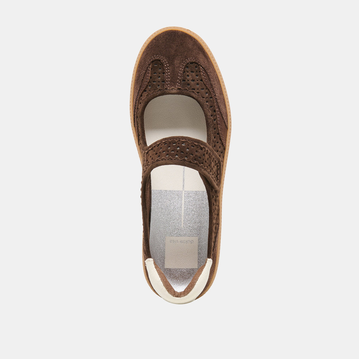 NANET Dk Brown Perforated Suede Mary-Jane Ballet Sneakers | Dolce Vita