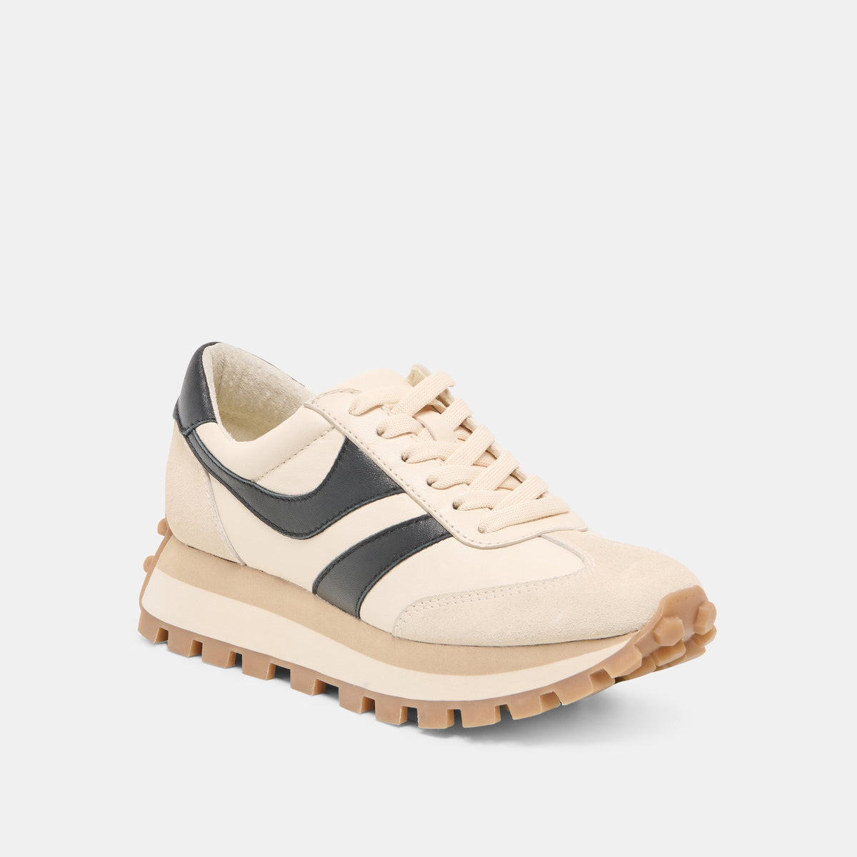 TRESA White Black Leather Platform Sneakers | Dolce Vita
