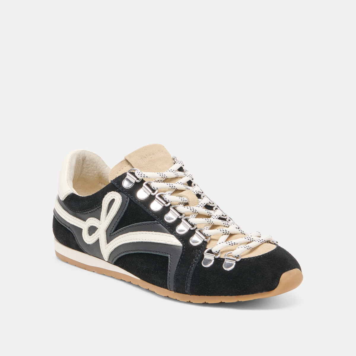 DEACON Black White Suede Lace-Up Sneakers | Dolce Vita