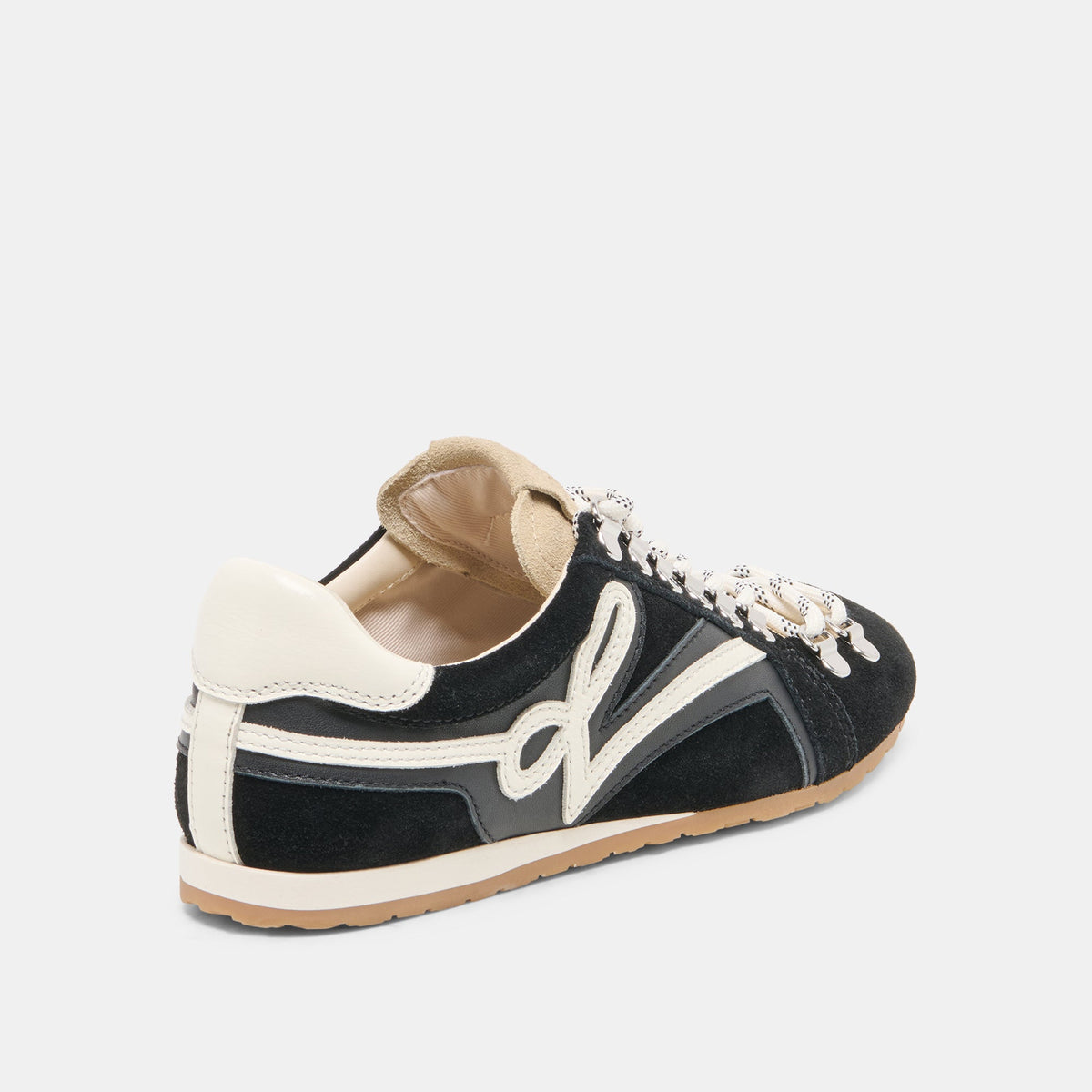 DEACON Black White Suede Lace-Up Sneakers | Dolce Vita