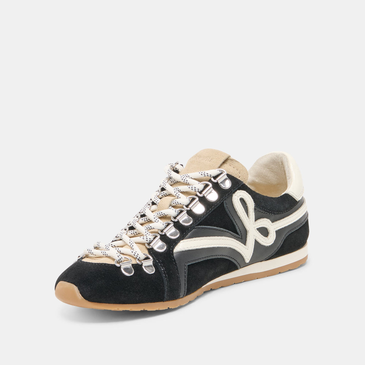 DEACON Black White Suede Lace-Up Sneakers | Dolce Vita