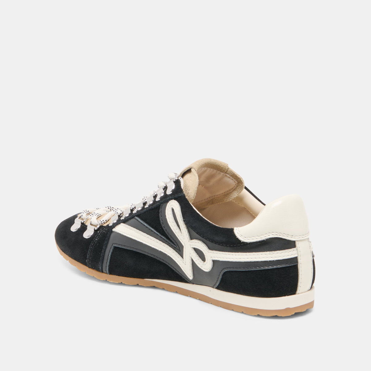DEACON Black White Suede Lace-Up Sneakers | Dolce Vita