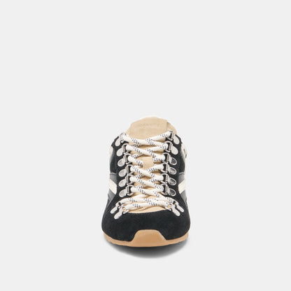 DEACON Black White Suede Lace-Up Sneakers | Dolce Vita