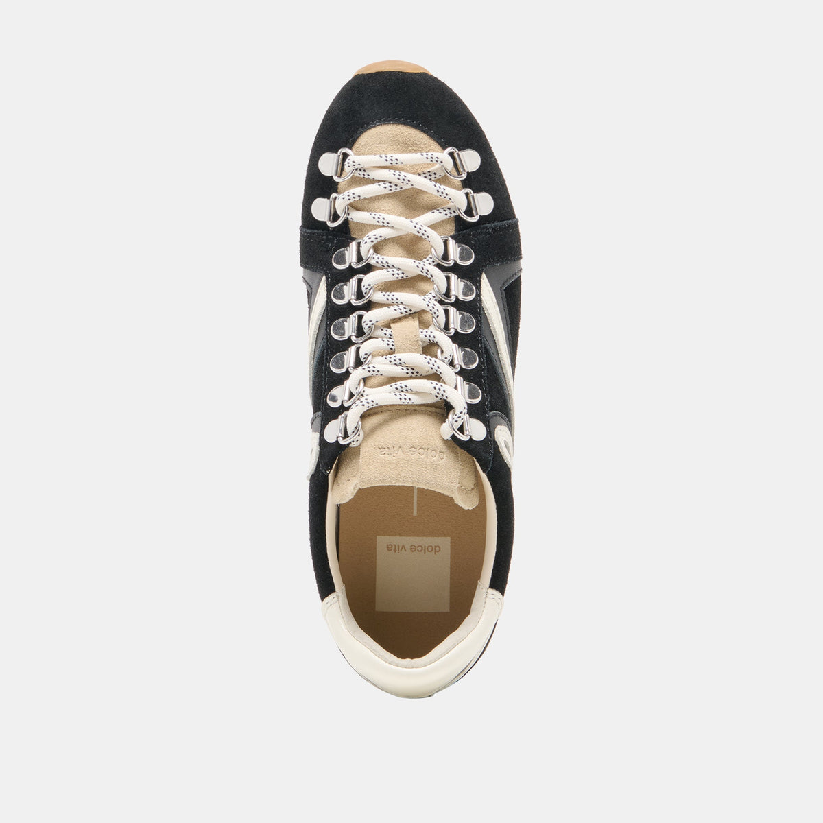 DEACON Black White Suede Lace-Up Sneakers | Dolce Vita