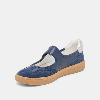 NANET Dk Navy Suede Mary-Jane Ballet Sneakers | Dolce Vita