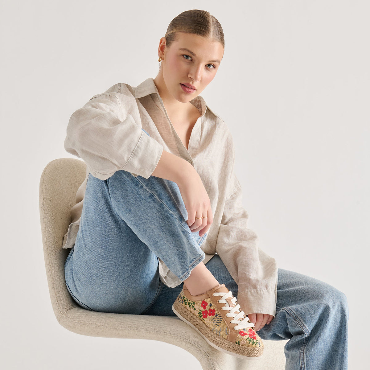 Azalia Sand Floral Raffia Heels | Dolce Vita