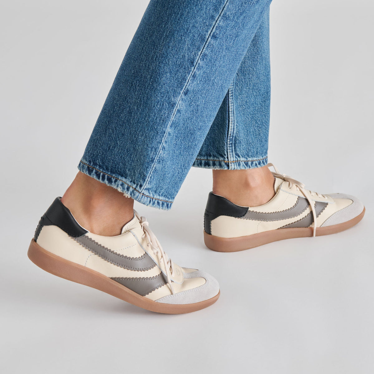 Merit White Grey Leather Sneakers | Dolce Vita