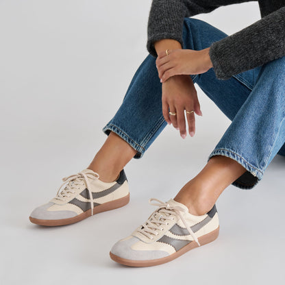 Merit White Grey Leather Sneakers | Dolce Vita