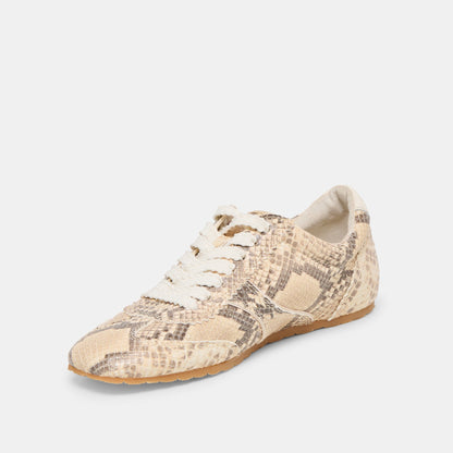 Dorie Natural Snake Embossed Leather Sneakers | Dolce Vita