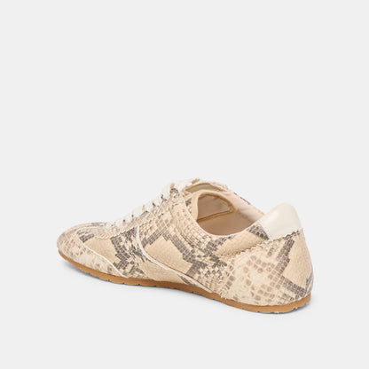 Dorie Natural Snake Embossed Leather Sneakers | Dolce Vita