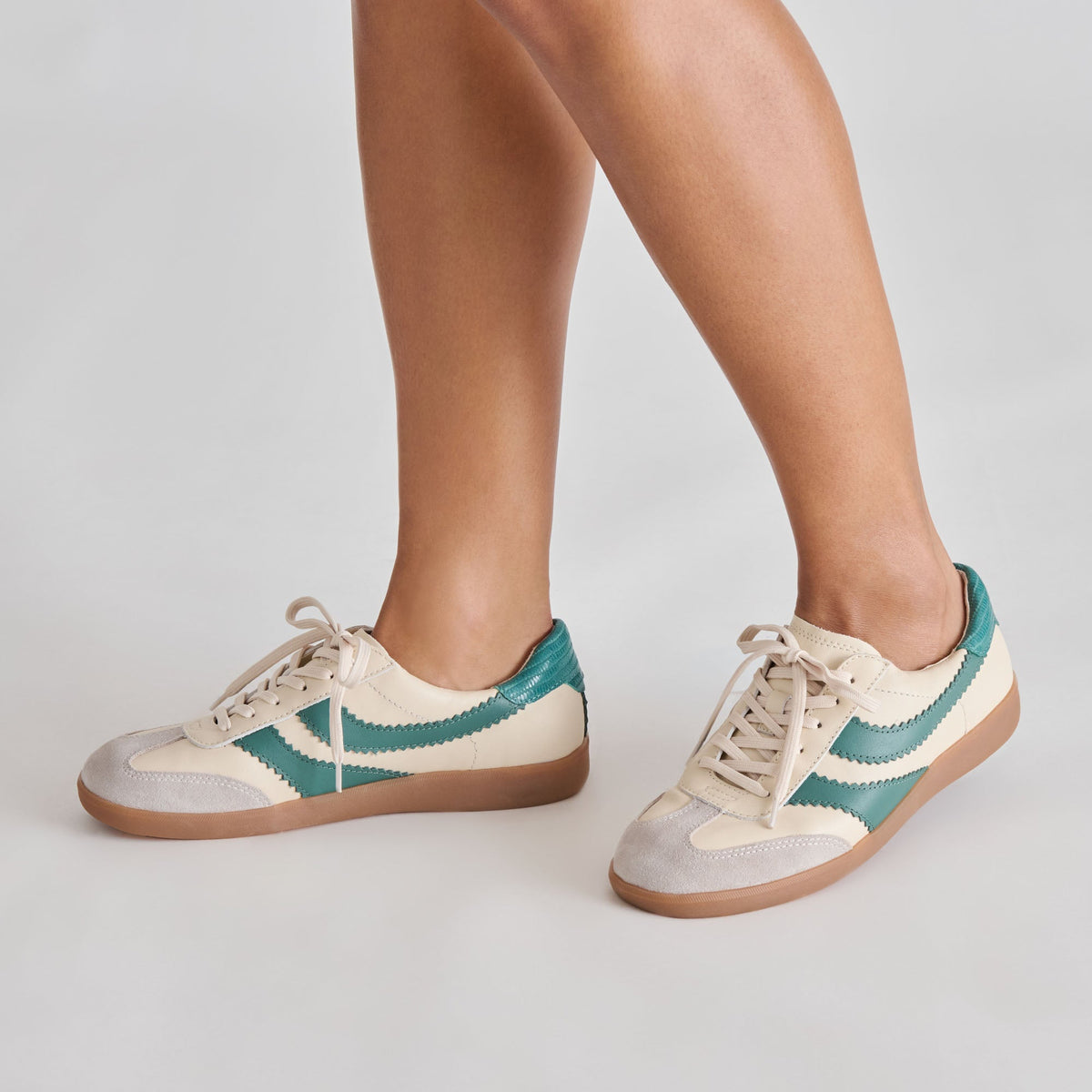 Merit White Green Leather Sneakers | Dolce Vita