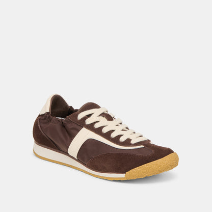 Sariya Dk Brown Nylon Sneakers | Dolce Vita