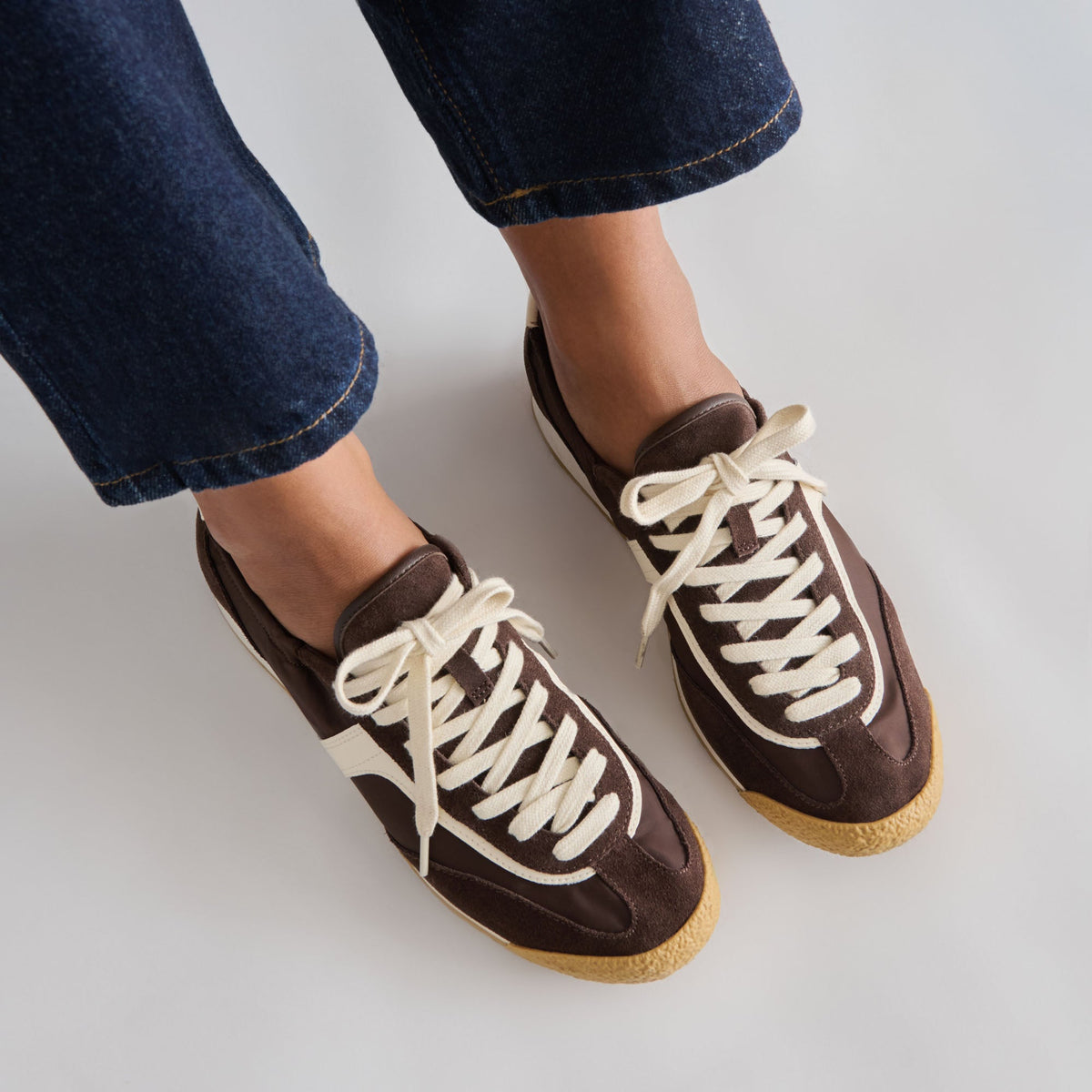 Sariya Dk Brown Nylon Sneakers | Dolce Vita