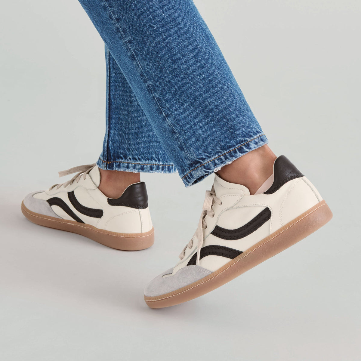 Rebel White Black Leather Sneakers | Dolce Vita