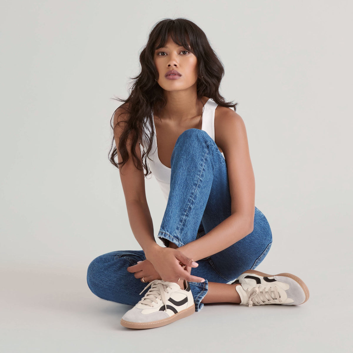 Rebel White Black Leather Sneakers | Dolce Vita
