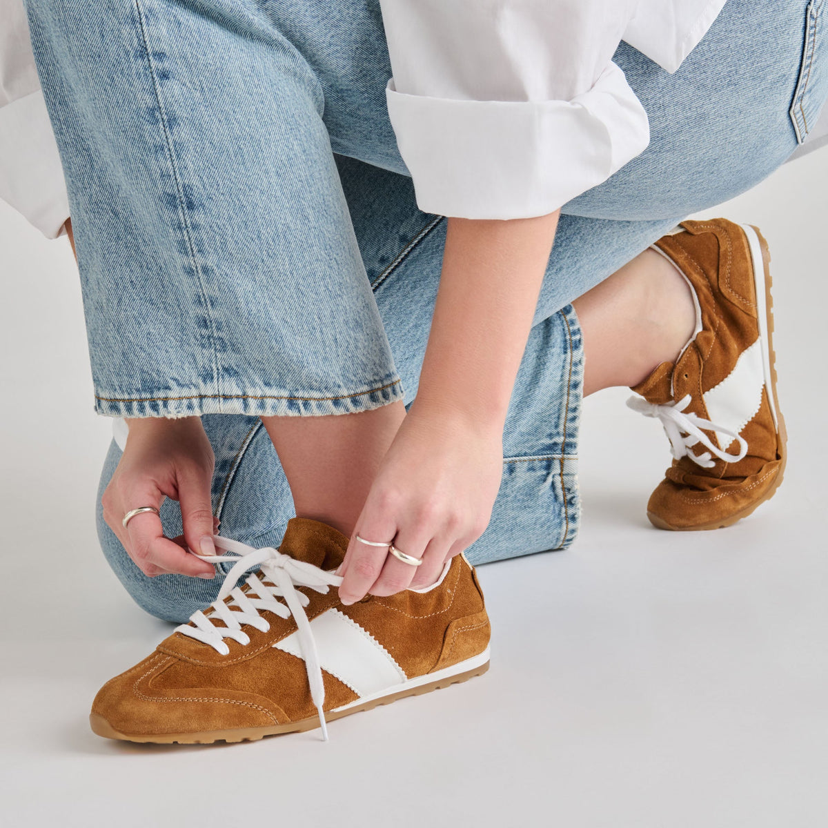 Shyla Cognac Suede Sneakers | Dolce Vita